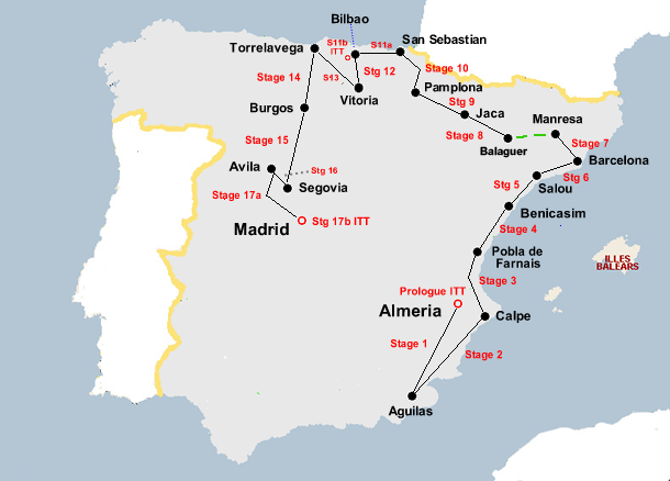 Vuelta a Espana 1971 Map